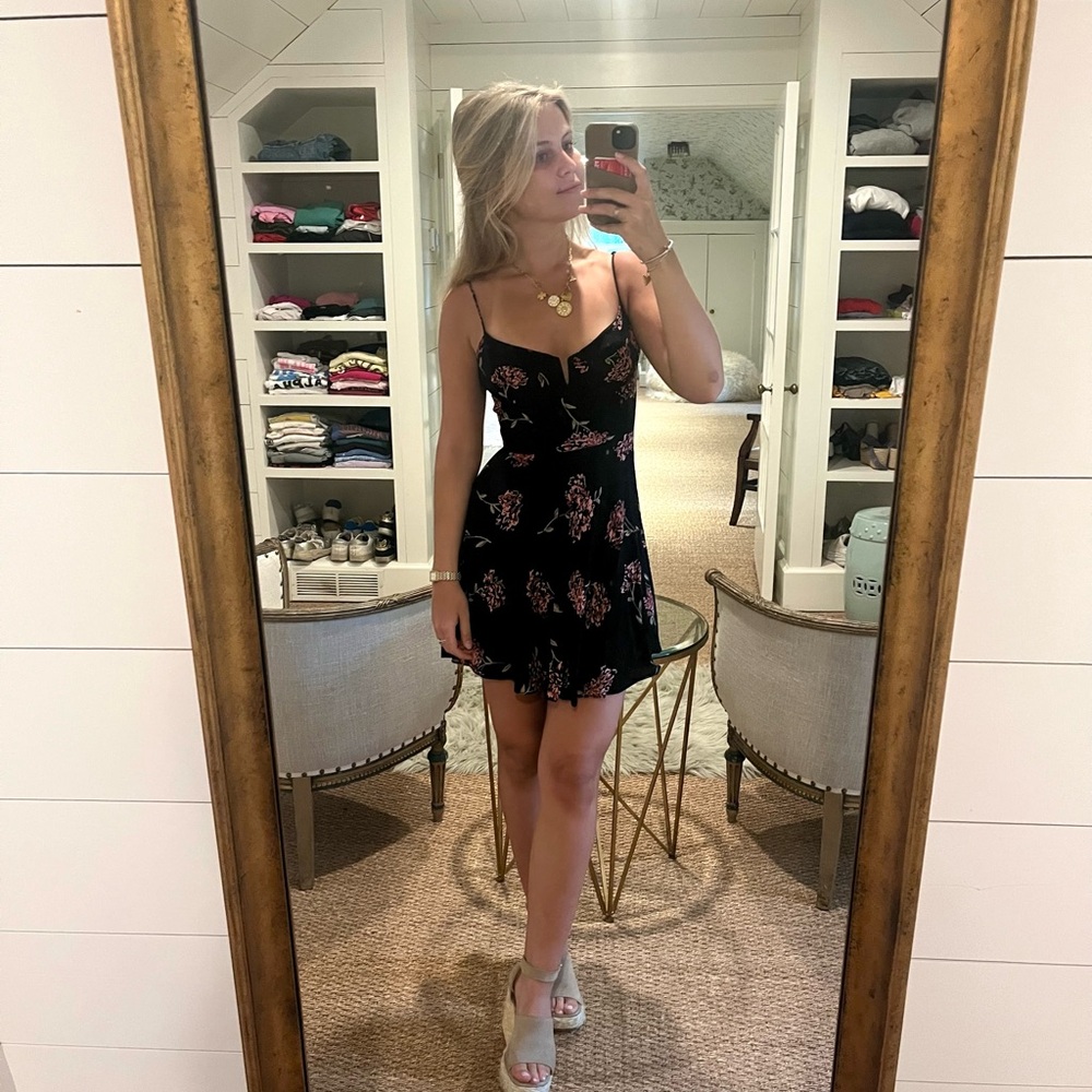 Blue Life black floral mini dress in size XS.